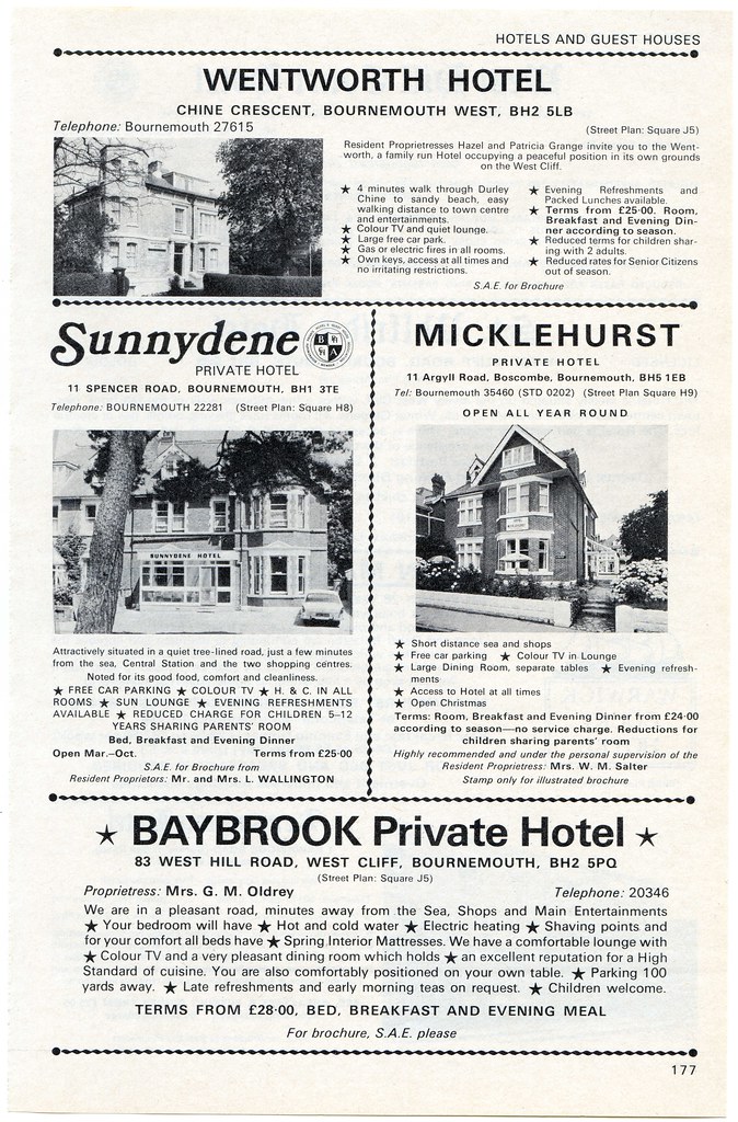 1977 Bournemouth Guide page 177 Wentworth Hotel (Tiffany H… Flickr