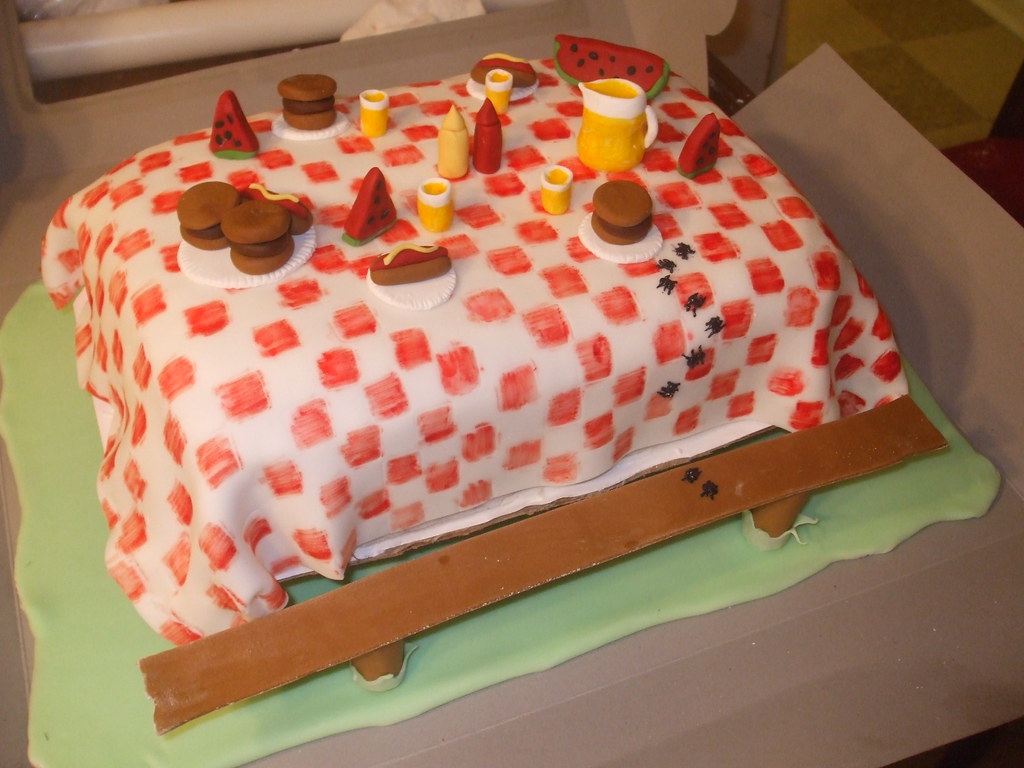 picnic table cake Picnic table cake with mini food lchamp2 Flickr