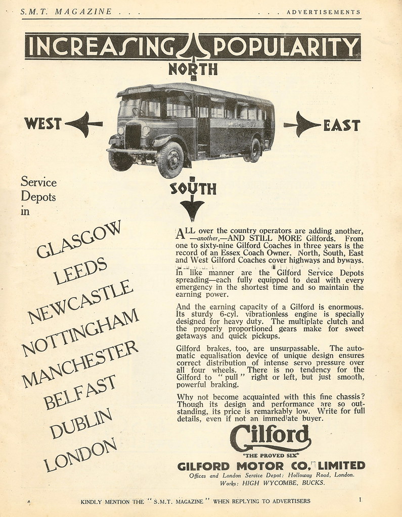 Gilford Motor Buses advert in SMT Magazine, 1931 Flickr