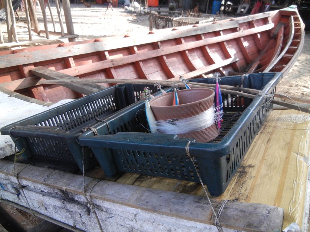 Squid fishing gear Squid fishing gear on a child's foam bo… Flickr