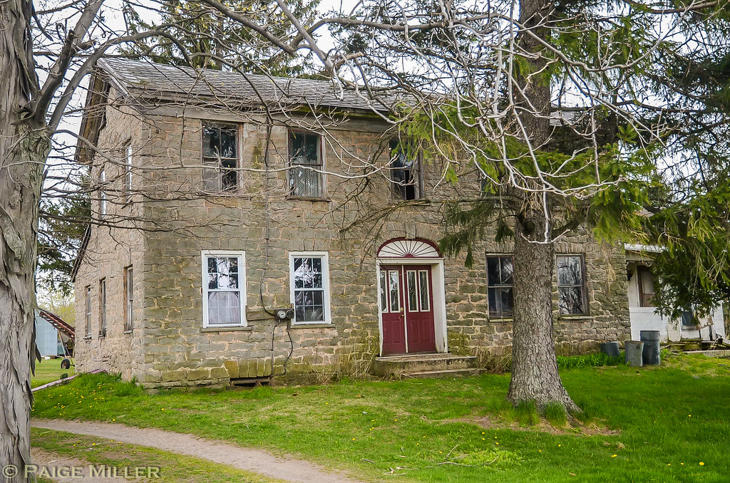 near Clarendon, NY old stone Federal style home on Rt 237 Paige