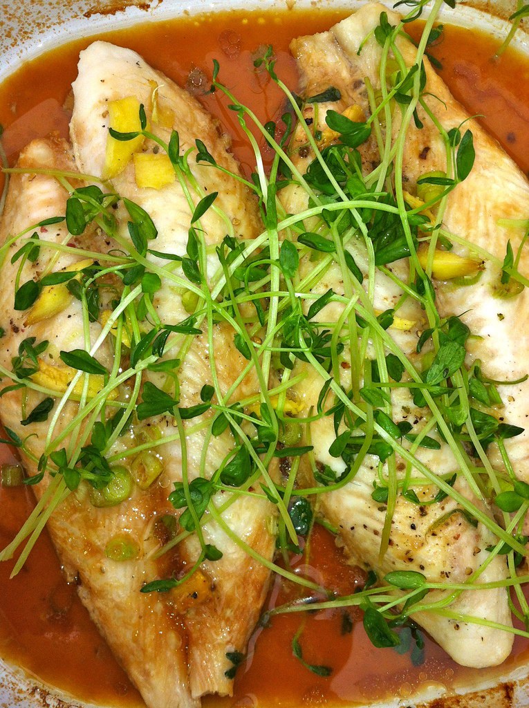 Wild Caught Fish with Ginger, Garlic Scallions and Snow Pe… Flickr