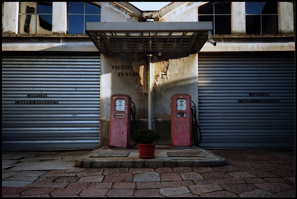 Vintage gas station Taken in Milan Italy Olympus mju1, … Flickr