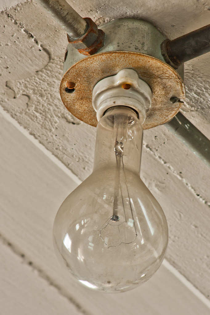 Old clear glass incandescent light bulb still intact. Aban… Flickr