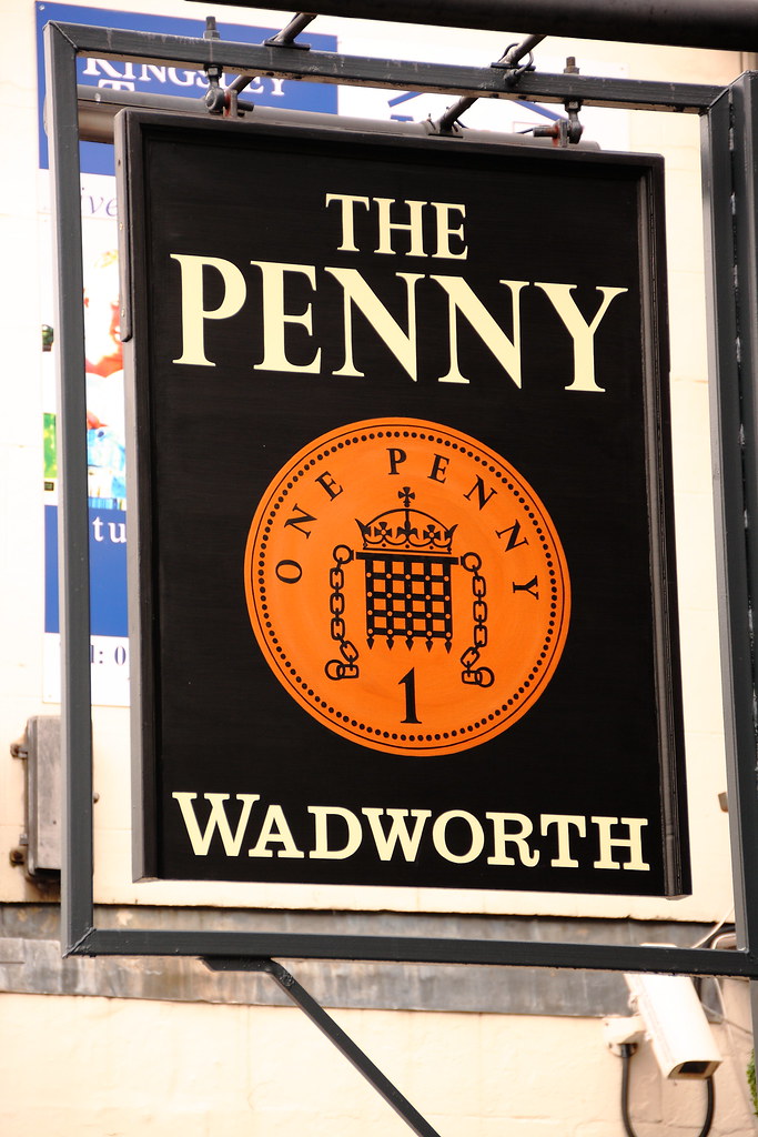 Pub sign for the Penny, Bristol. Peter Anthony Gorman Flickr