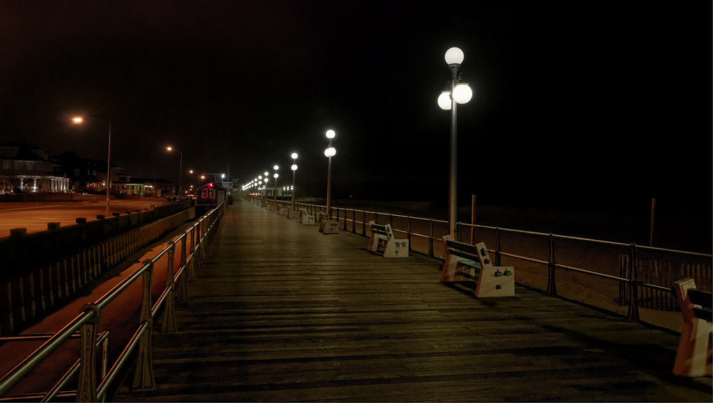 Jersey Shore boardwalk at night Avon by the Sea, NJ. Lenny Flickr