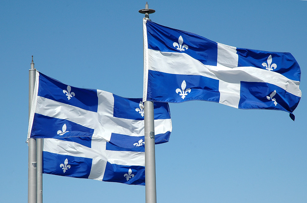 Fleur de Lys Three Quebec Flags at Olympic Stadium. Caribb Flickr