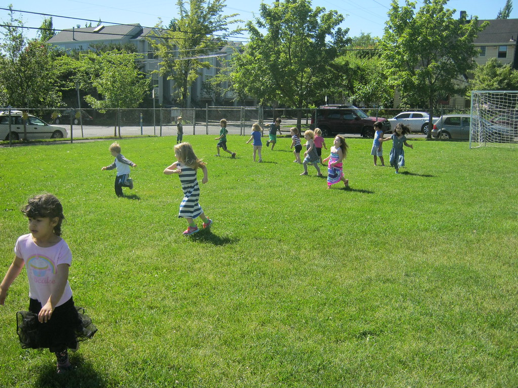 Children's House Running on the Soccer Field Sunstone Montessori