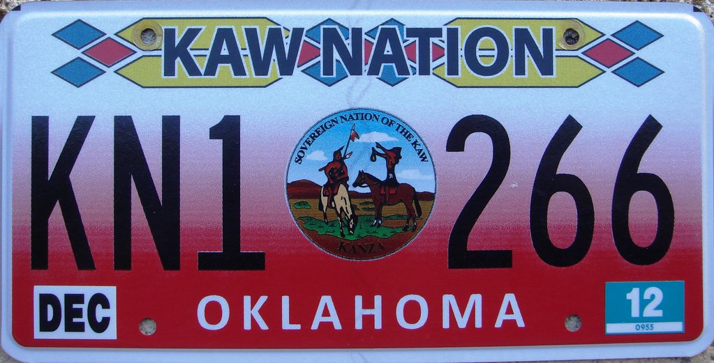 Kaw Nation Flat License Plate Oklahoma. One (rear) triball… Flickr