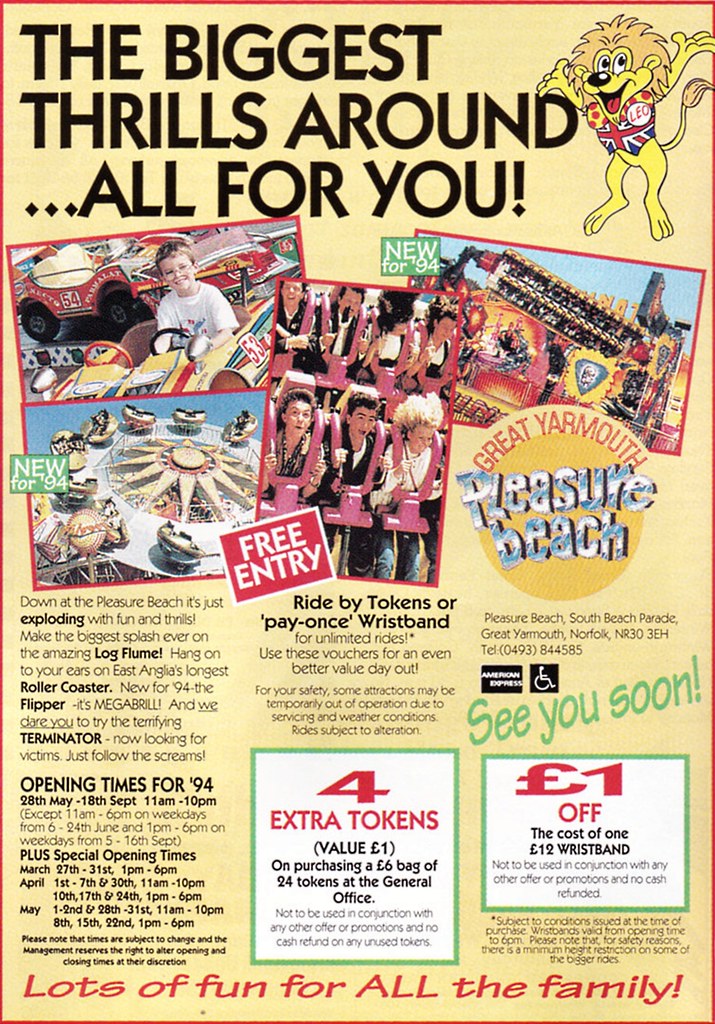 Great Yarmouth Pleasure Beach Promotion 1994 A modest ad… Flickr