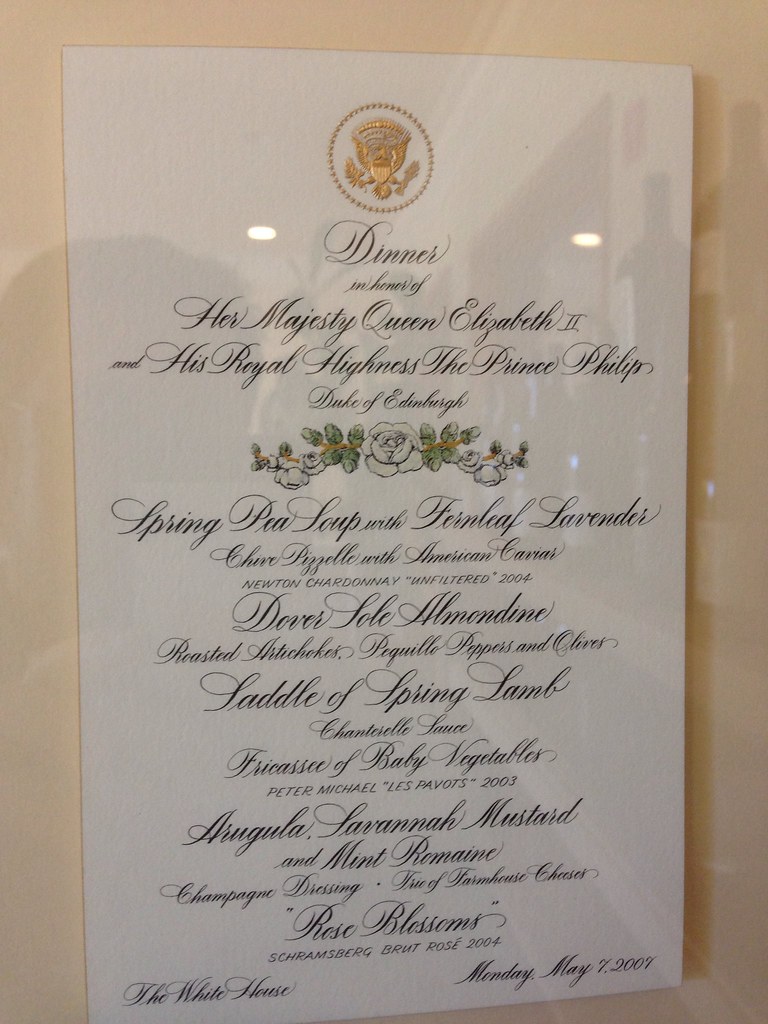 A menu from a White House State Dinner featuring Newton's … Flickr