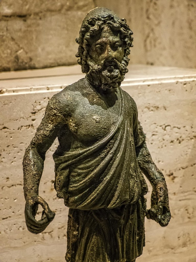 Closeup of Statuette of Hephaestus the god of fire and patron of