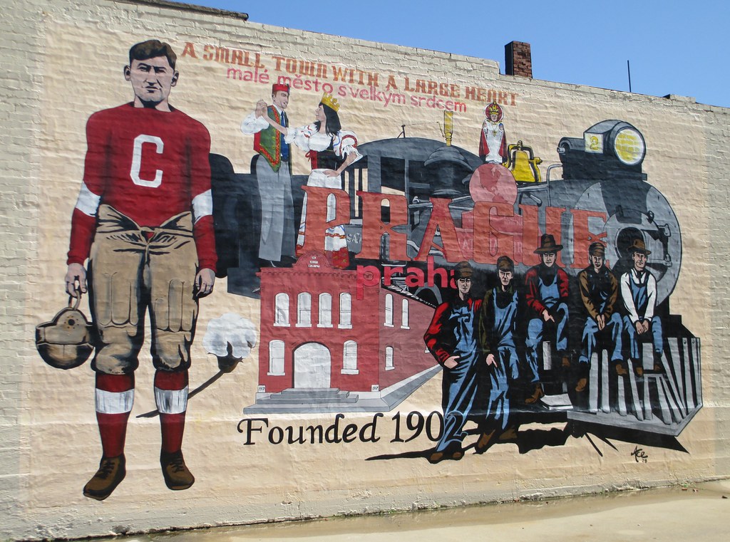 Prague Mural (Prague, Oklahoma) Prague, Oklahoma is a love… Flickr