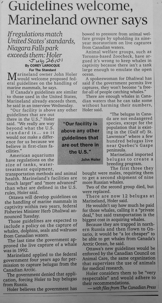 GUIDELINES MARINELAND OWNER SAYS PART 1 Marineland In Depth