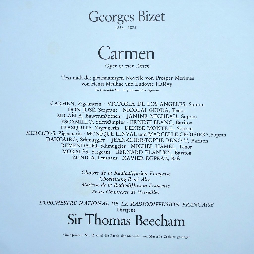 Inside Bizet Carmen Victoria de los Angeles, Nicolai Gedda, Janine