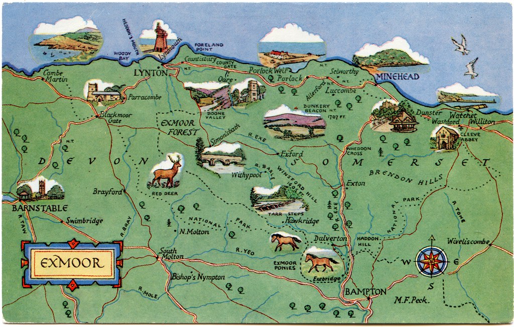 Postcard map of Exmoor Drawn by M F Peck. J Salmon Ltd., S… Flickr