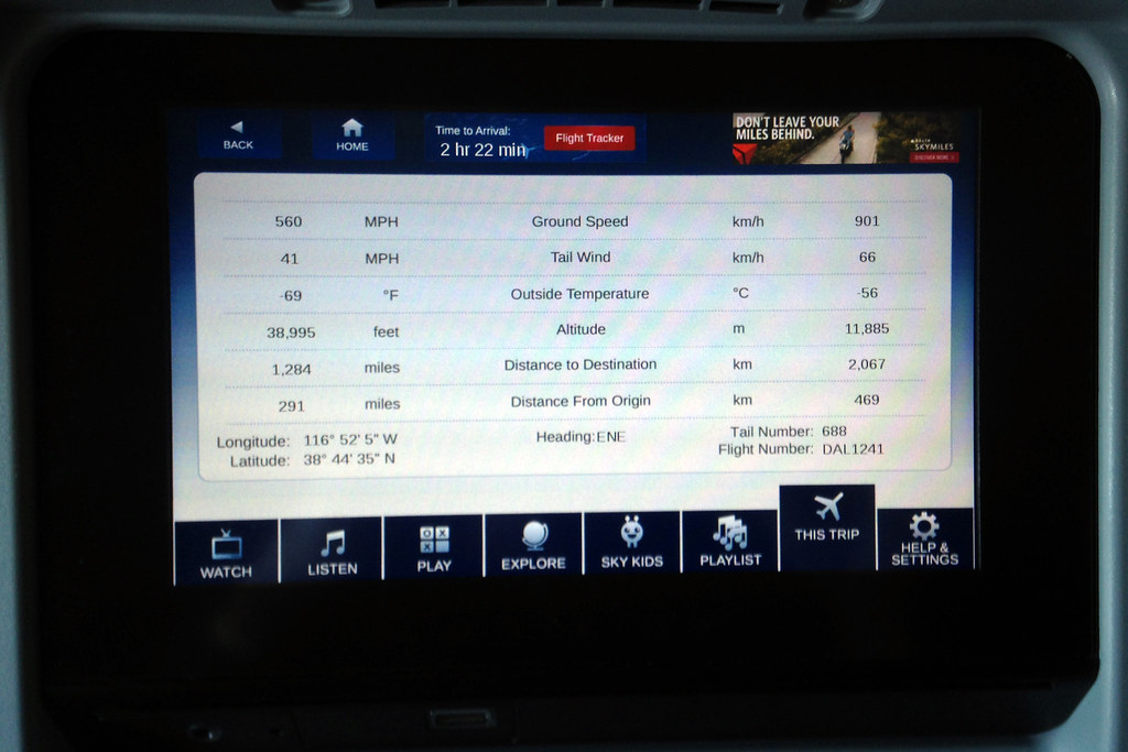 InFlight Data Flight tracker display, aboard a Delta Airl… Flickr