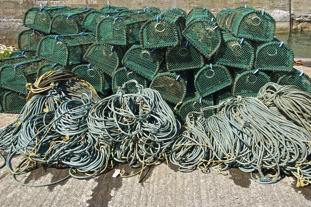 Ropes and Lobster Pots, Seahouses Ropes and green lobster … Flickr
