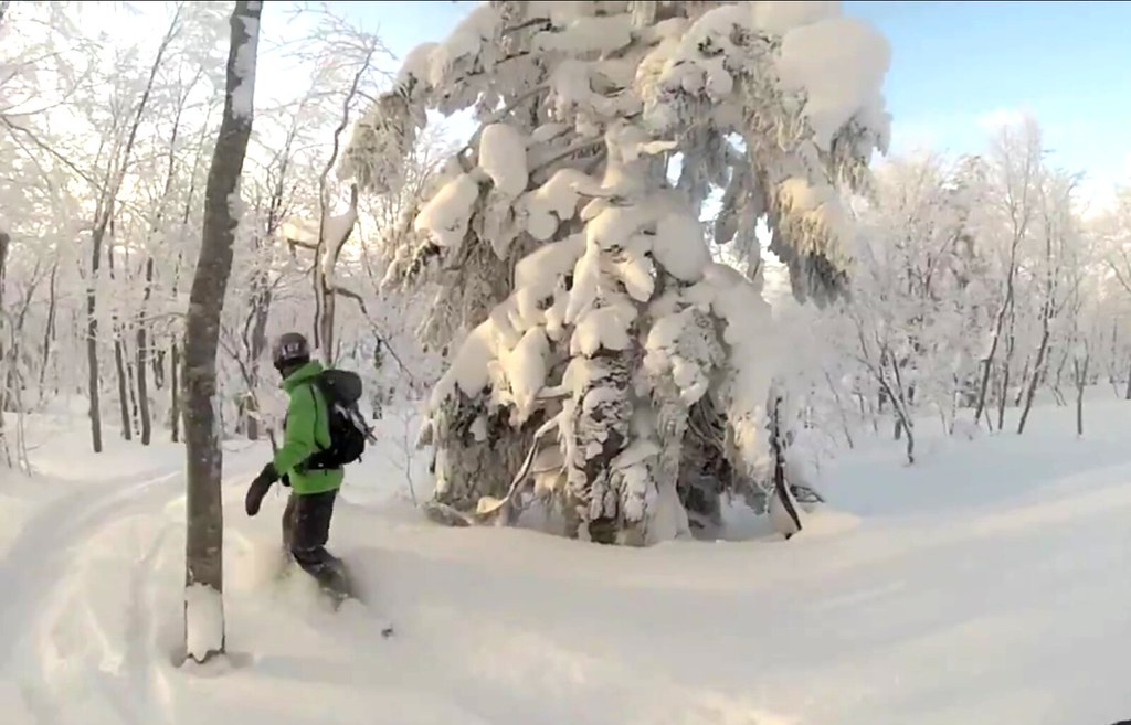 Mark snowboarding in Japan; good job in missing that tree.… Flickr