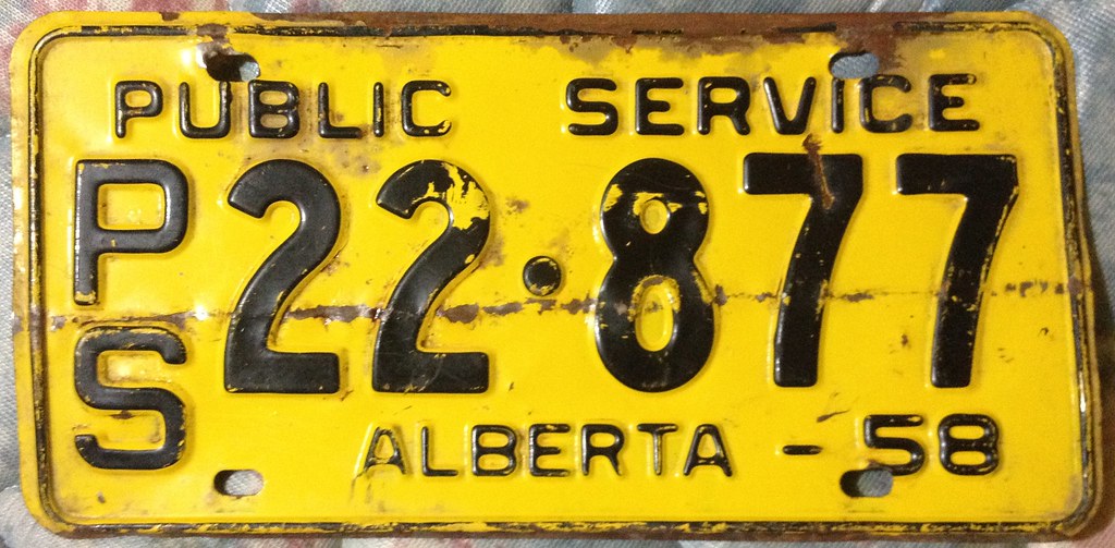 ALBERTA 1958 PUBLIC SERVICE LICENSE PLATE a photo on Flickriver