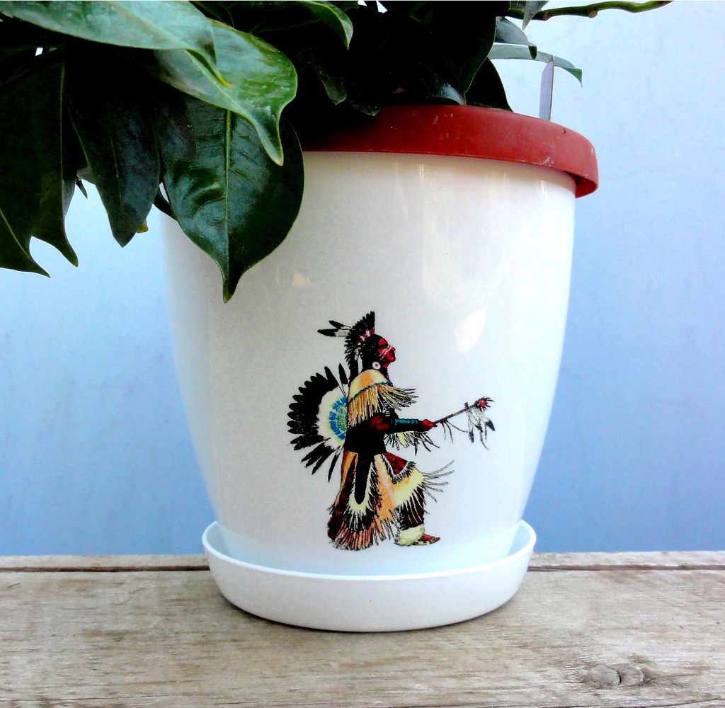 Flower pot American native Indian, full color decorated Flickr
