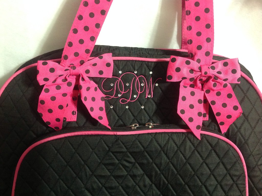 black with hot pink CARRY ON BAG 45 removable bows The Koozie