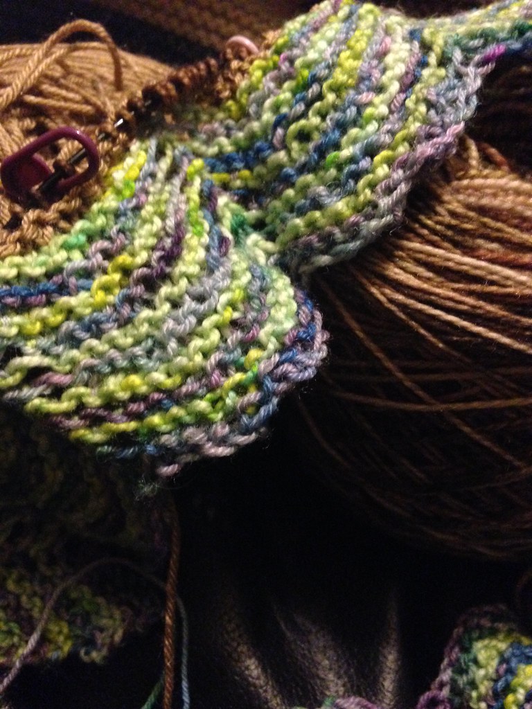The beginnings of a sock yarn baby blanket. Kelly Dolan Flickr