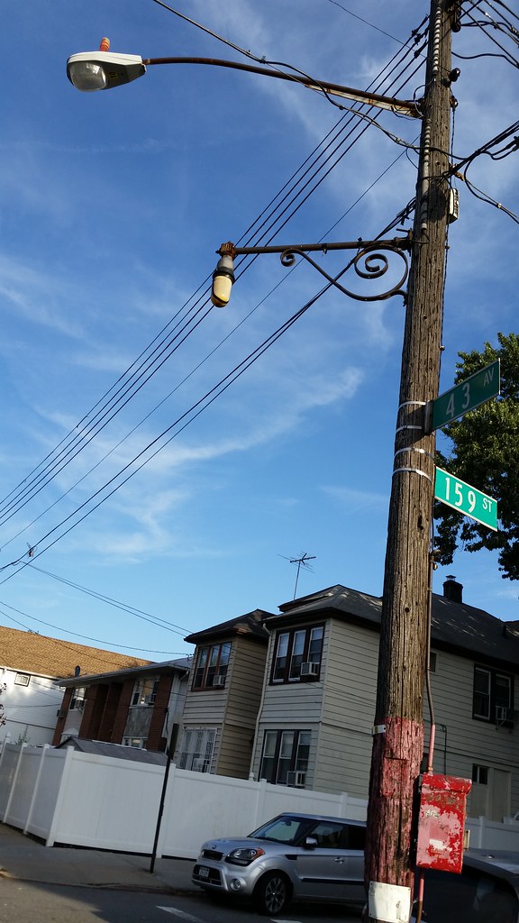 Two eras of call box lights Here we see an old polemounte… Flickr