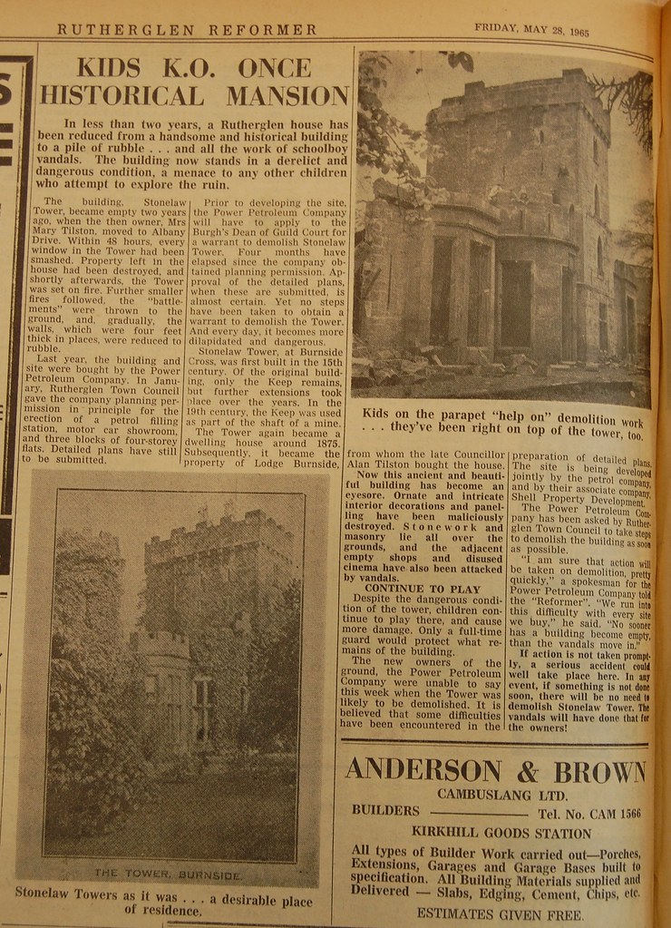 Stonelaw Tower, Rutherglen Reformer, 28th May 1965. Flickr