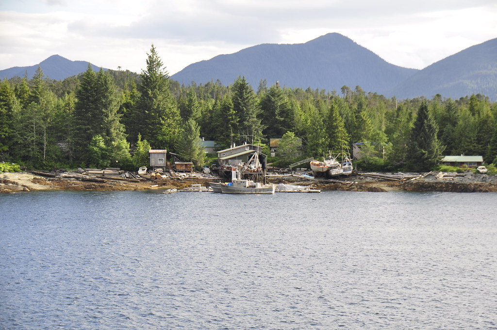 Ketchikan Homes and fishing boats on Gravina Island JOHN DEGOOYER