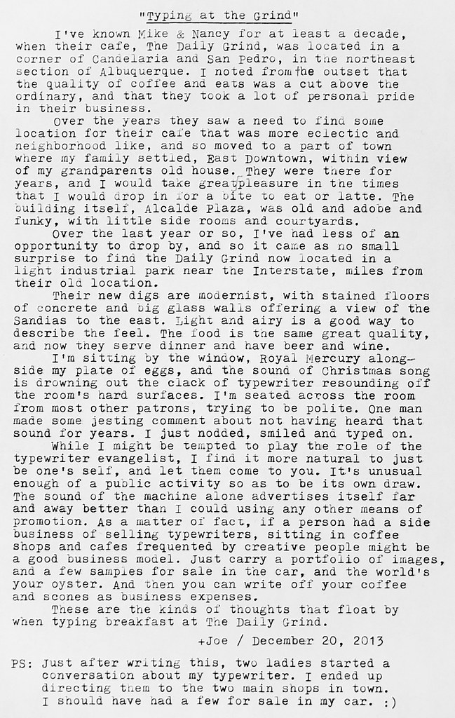 "Typing at the Grind" Joe Joe Van Cleave Flickr