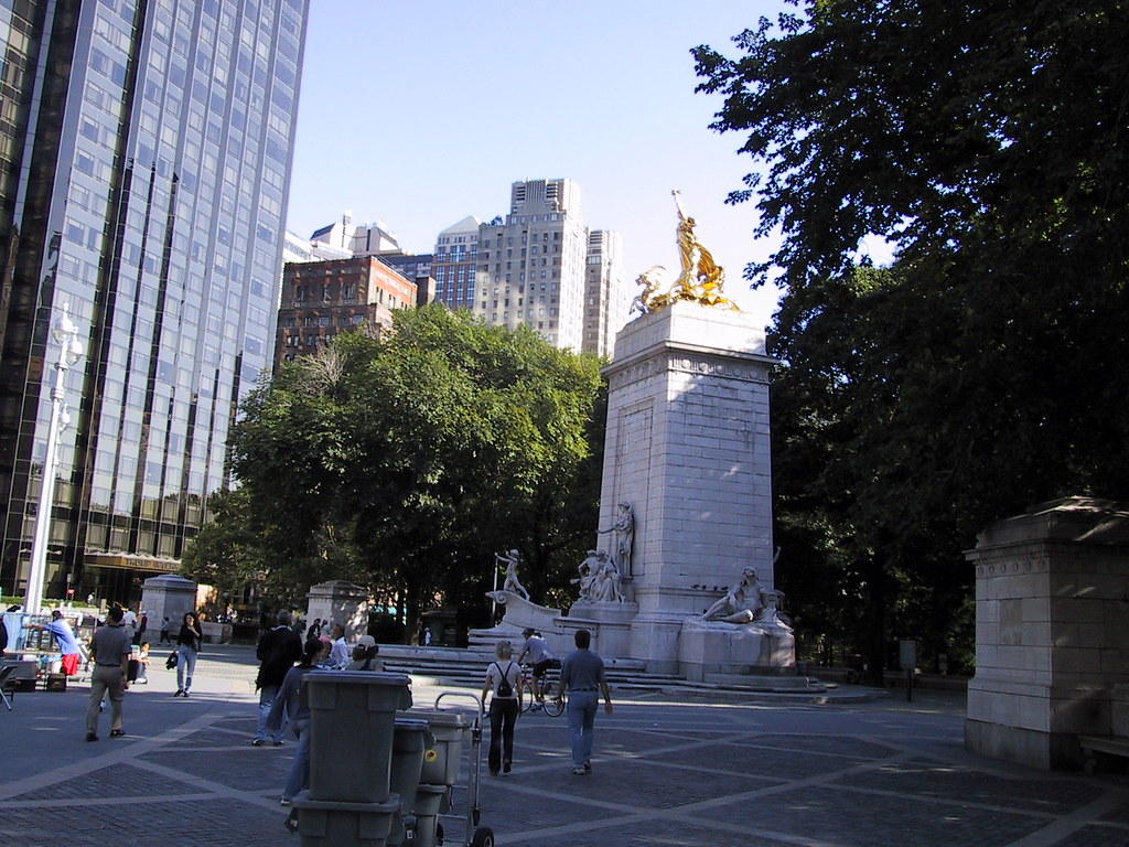 Statue at Entrance to Central Park Columbus Circle Flickr