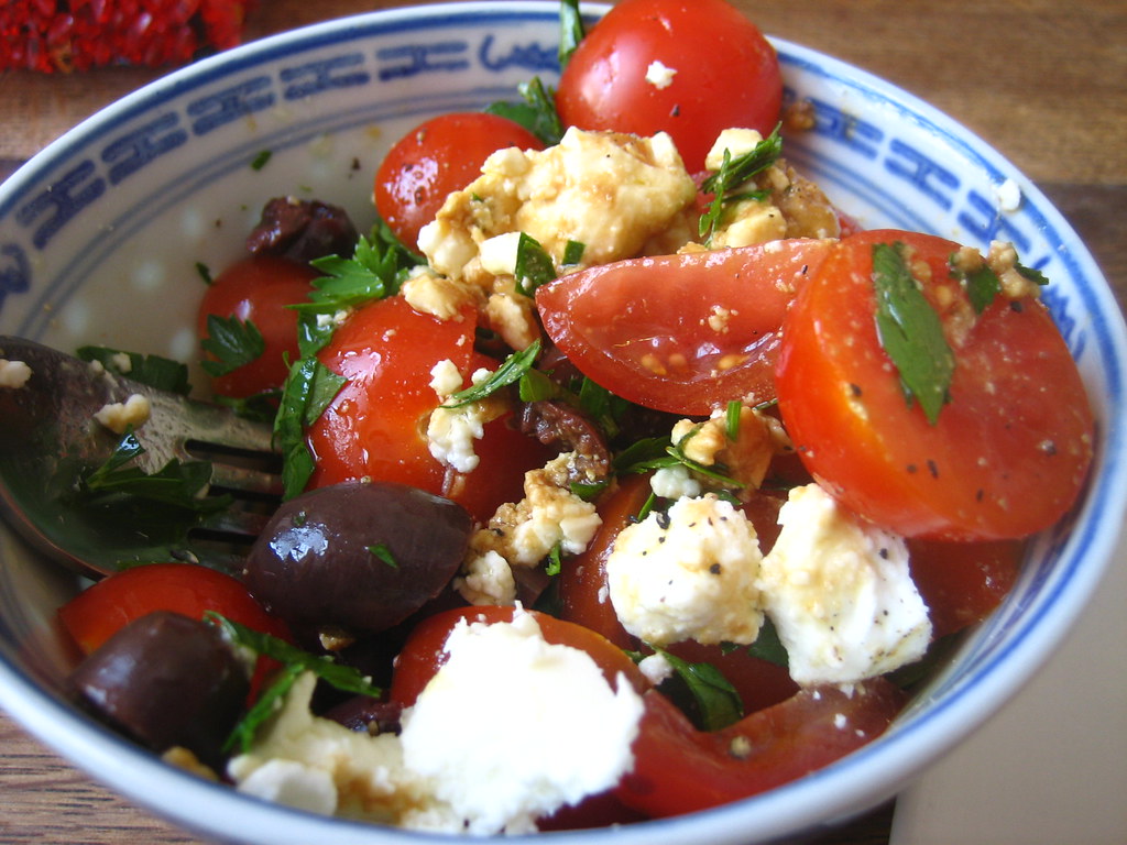 Salad Feta cheese, olives and tomatoes. Jeremy Keith Flickr