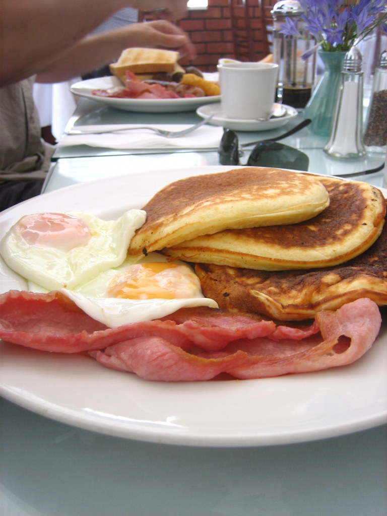 Pancakes, eggs and bacon Tallulah's Tearoom, Brighton Flickr