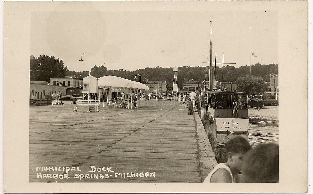 Municipal Dock, Harbor Springs, Michigan, rppc. Wystan Flickr
