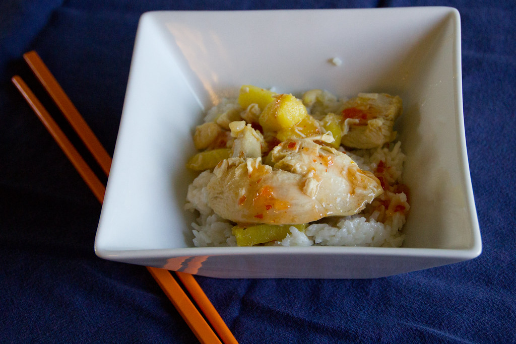 Pineapple Chicken Pineapple chicken with coconut rice. Fin… Flickr