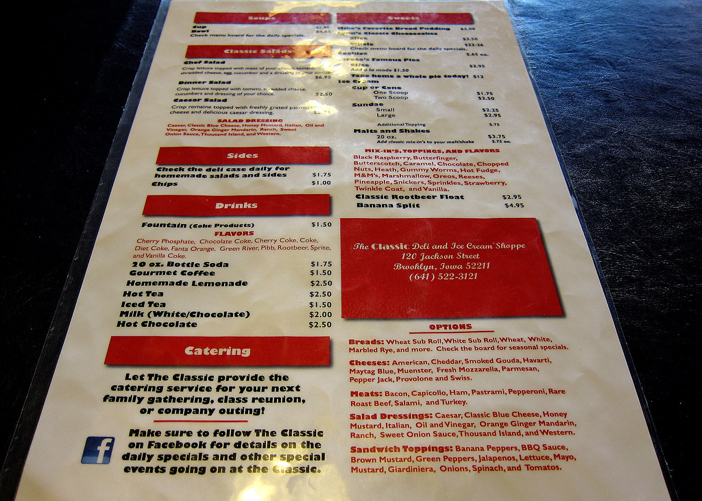 Menu, Classic Deli, Brooklyn Iowa 827131 anothertom Flickr