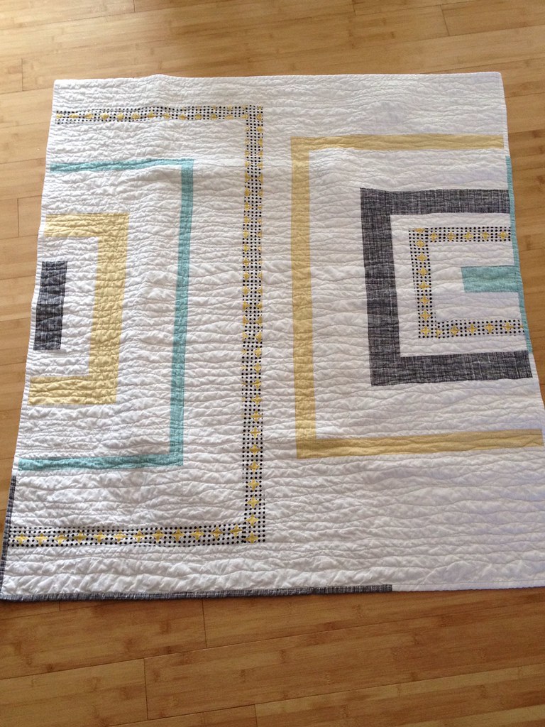 Modern Baby Boy Quilt with wavy quilting TheLadyInThread Flickr