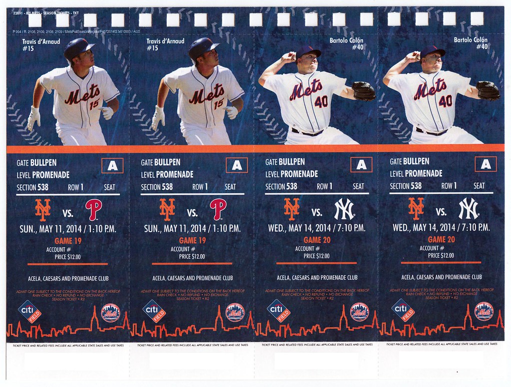 Unsevered page of tickets from 2014 New York Mets season t… Flickr