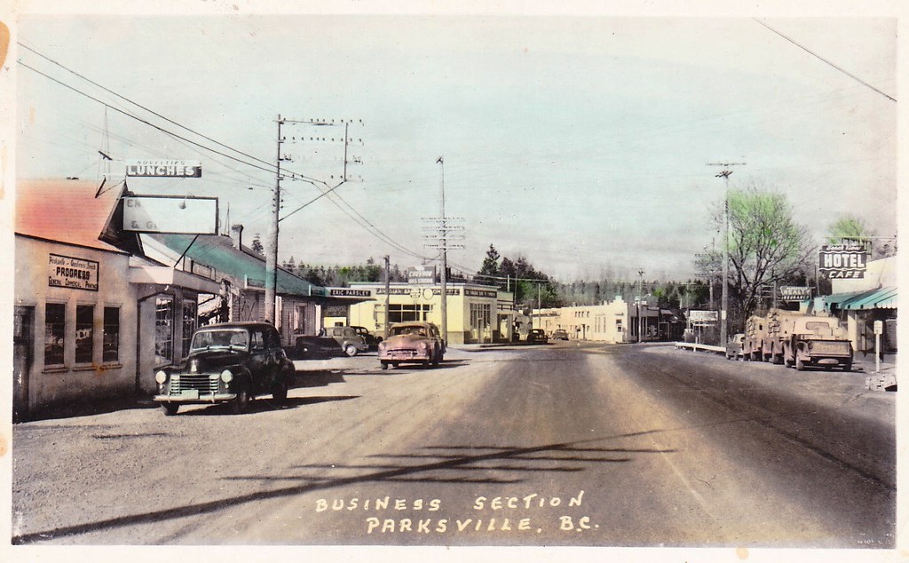 Postcard Parksville, BC, c.1955 "Business Section, Parksv… Flickr