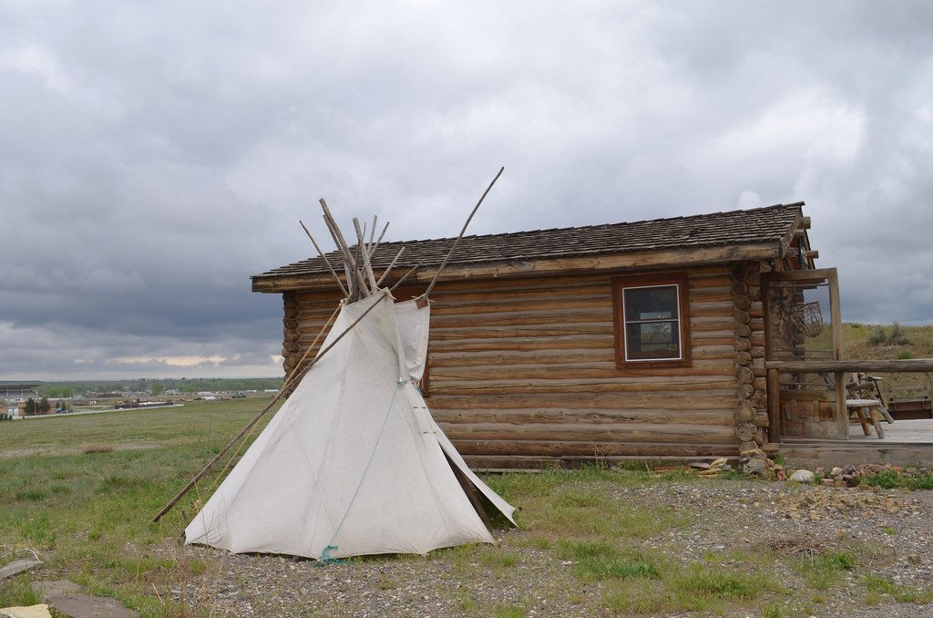 Cabin and Teepee Crow Agency, Montana Neal Flickr
