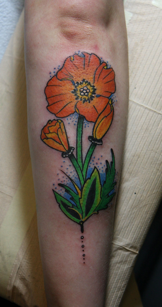 California Poppy tattoo Tattoo and design by Christopher H… Flickr