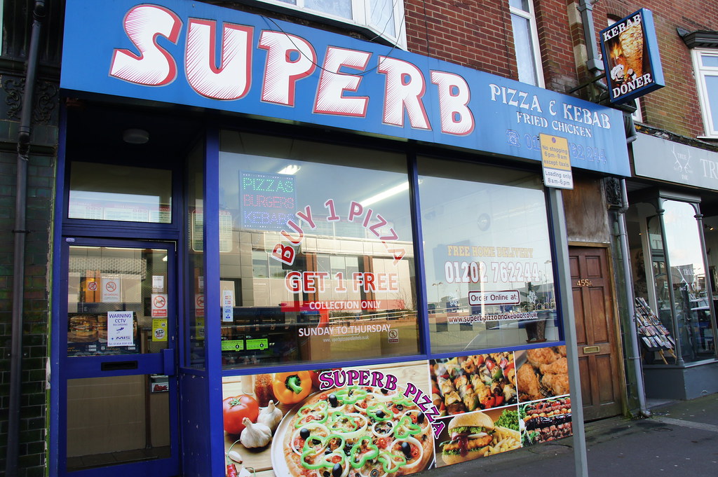 Superb Pizza and Kebab Takeaway, 455 Poole Road (A35), Branksome Parade