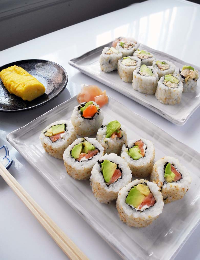 Homemade Sushi Rolls Smoked Salmon and Avocado Rolls, Tuna… Flickr