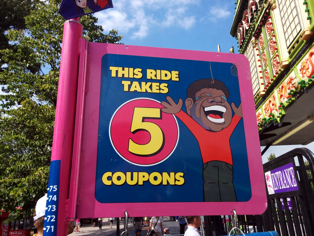 This ride takes 5 coupons, sign, CNE, Toronto, Ontario, Ca… Flickr