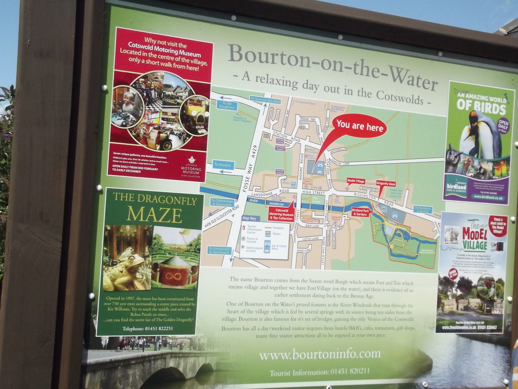 BourtonontheWater car park & coach park sign and map a photo