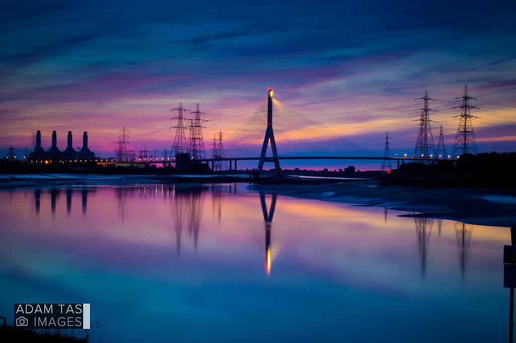 Deeside Landscape Sunset over Flintshire bridge, view from… Flickr