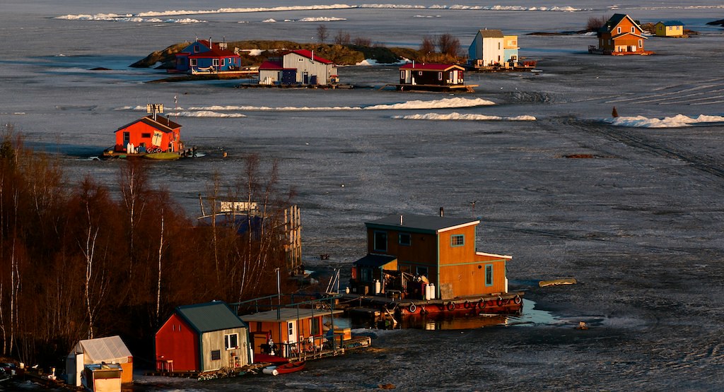 Houseboats 2, Springtime, Yellowknife Bay Arthur Boutilier Flickr