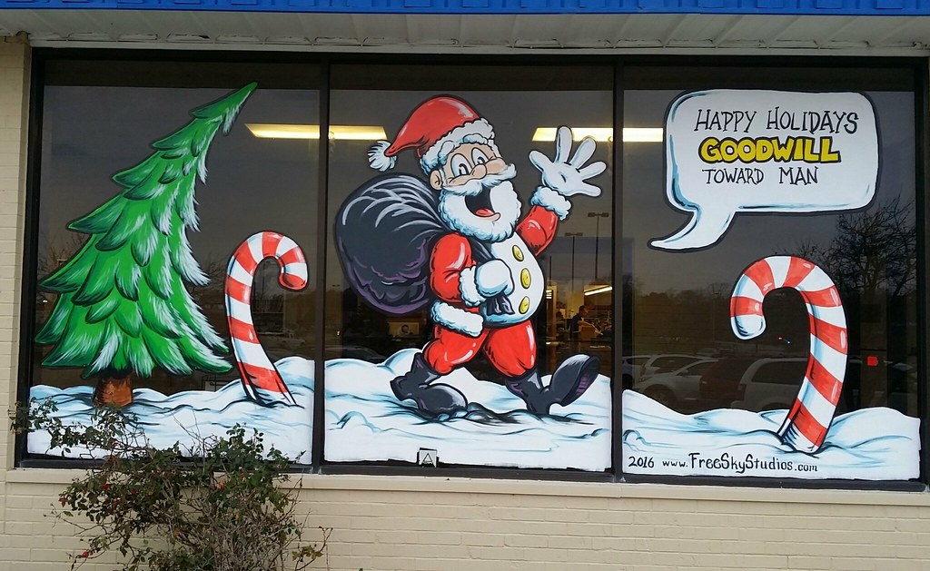 Holiday Window Painting Goodwill Industries Free Sky Studios