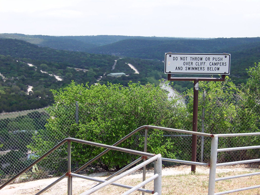 Do not throw or push over cliff, campers and swimmers … Flickr